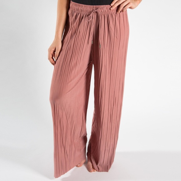 New Mix Pants - Palazzo Pants Mauve Adjustable Waist String